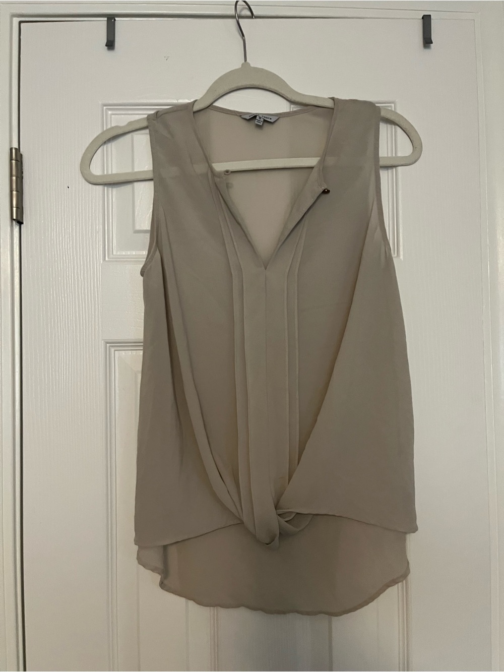 Naked Zebra Taupe Twist-Front Sleeveless Camisole